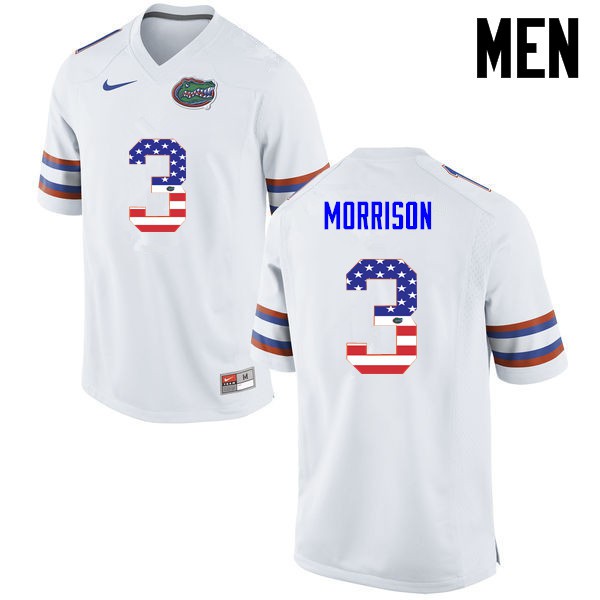 Florida Gators Men #3 Antonio Morrison College Football USA Flag Fashion White